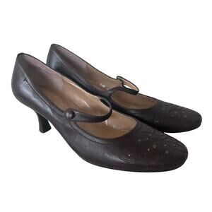 Coldwater creek leather Mary Jane heels Cottagecore Lagenlook grunge studded 8.5